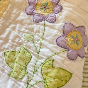Pottery Barn Kids White and Purple Floral Quilt